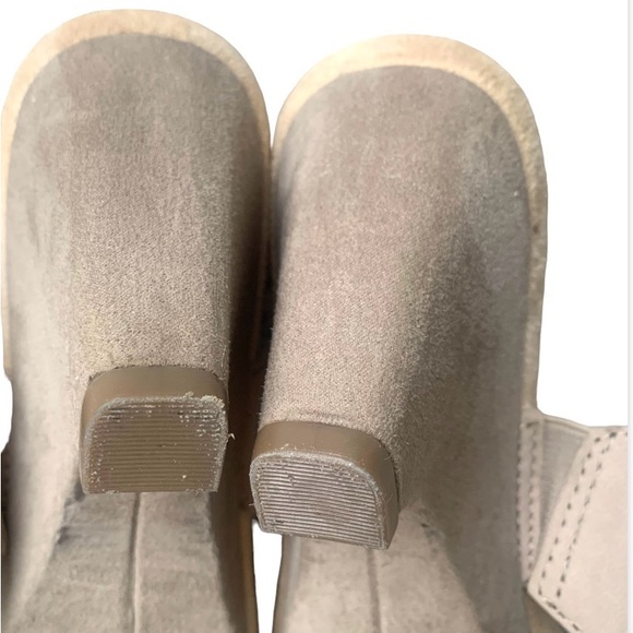 Anne Klein Akrio Tan Suede Leather Wedge Heels Metallic Strap & Buckle Size 7.5 - Picture 8 of 8